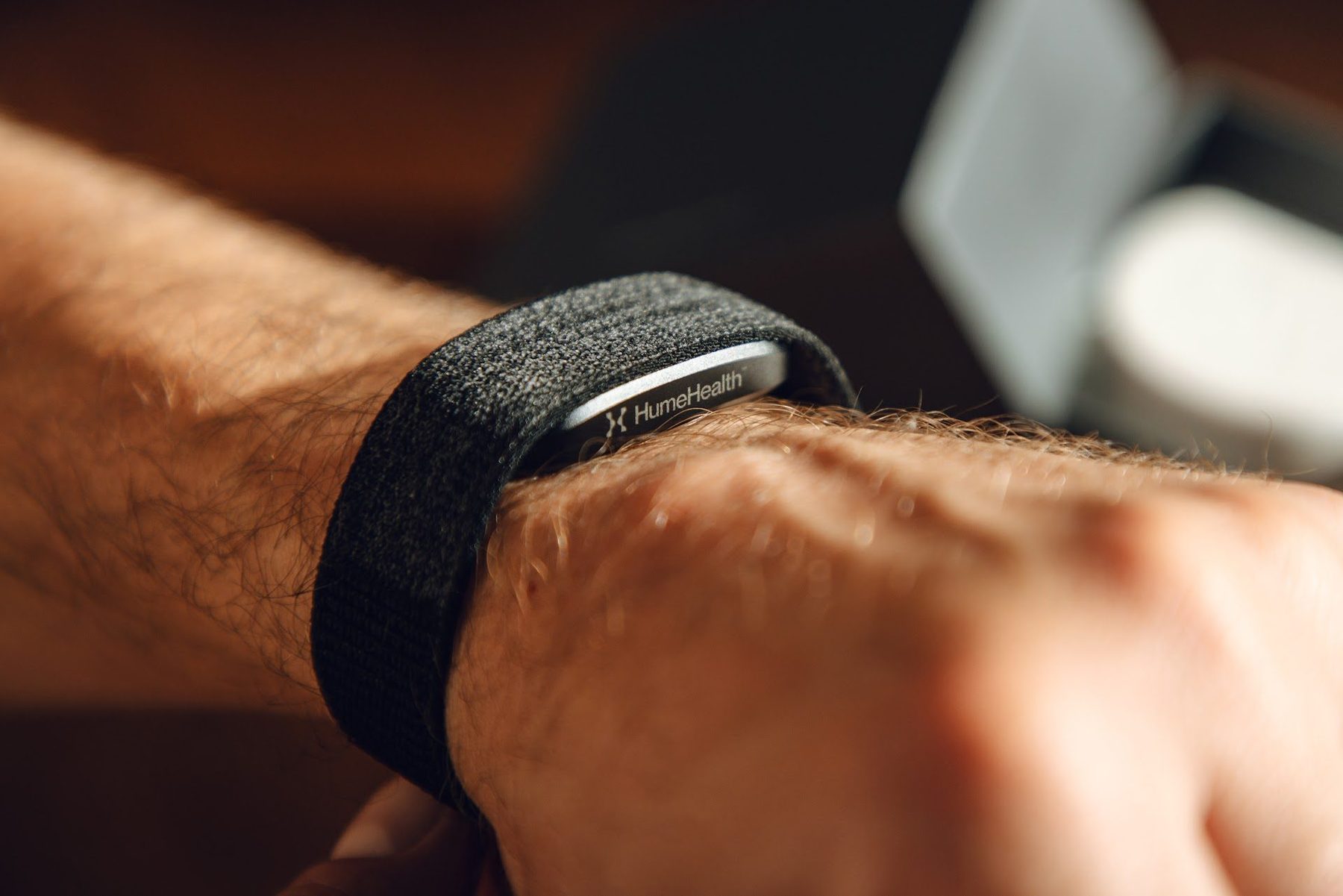 Close-up of the Hume Band 2.0 on the wrist
